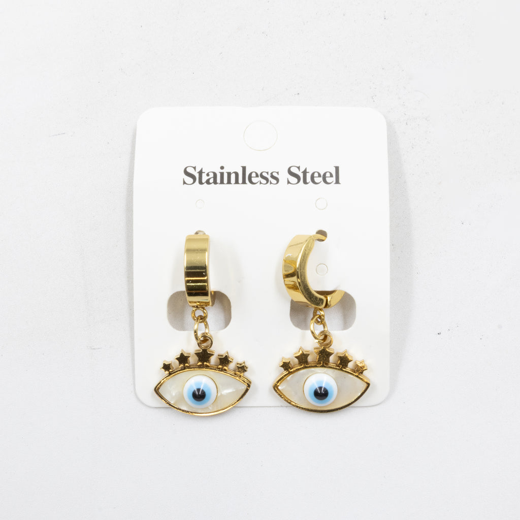 Aretes Dorados de Ojo Turco M1 Oro Laminado