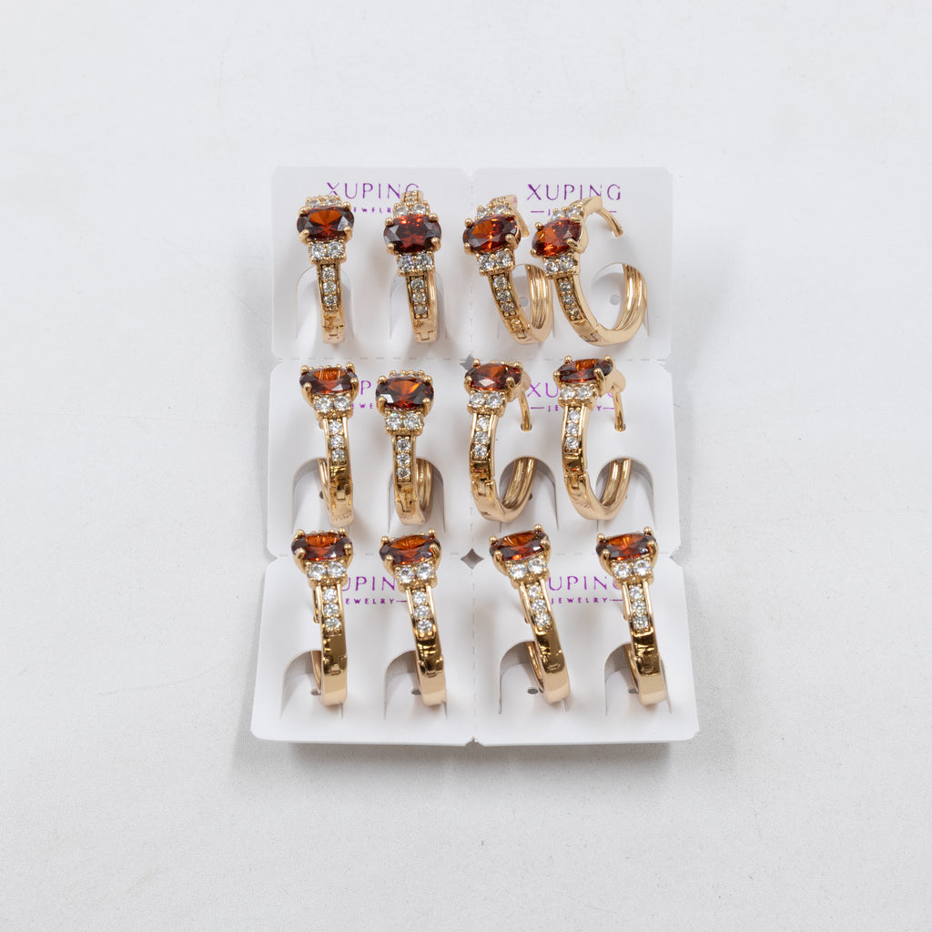 Paquete de 6 pares de Aretes Xuping Dorado M18 Oro Laminado