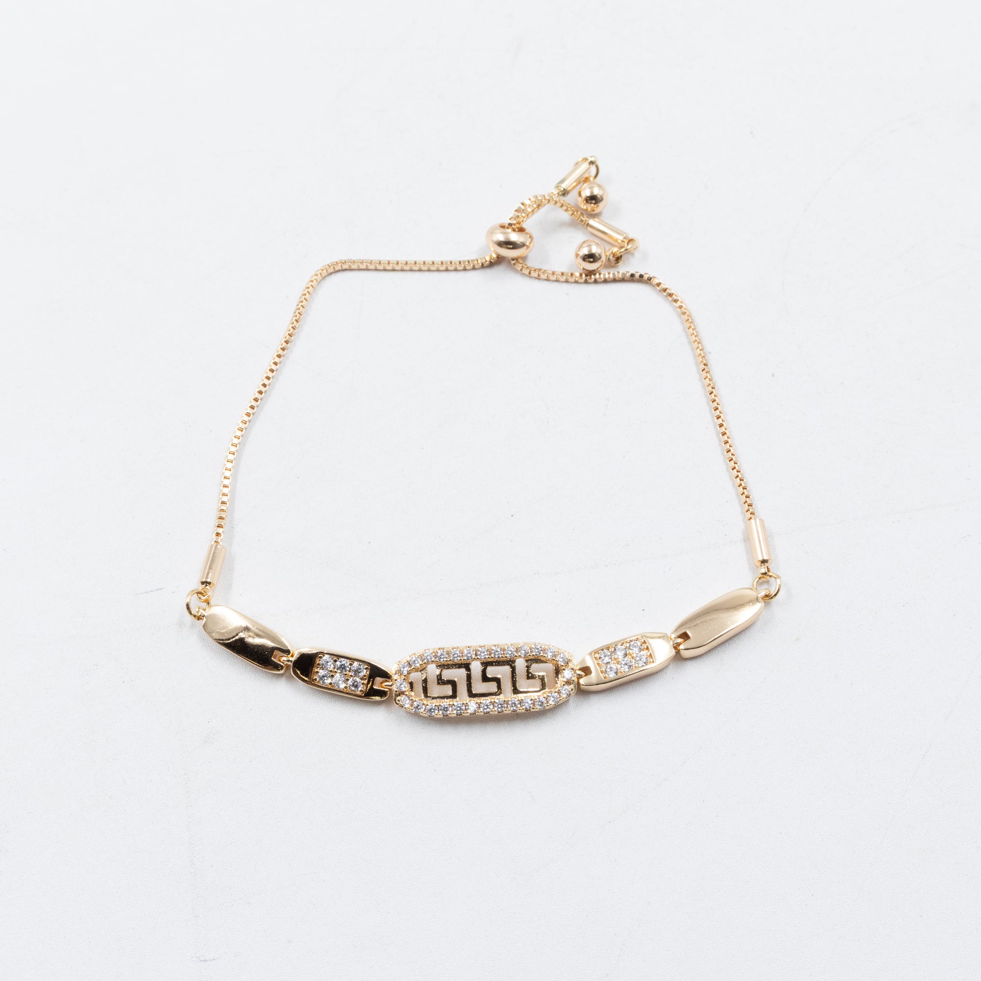 Pulsera Oro Rosado Ajustable con Piedras Oro Laminado