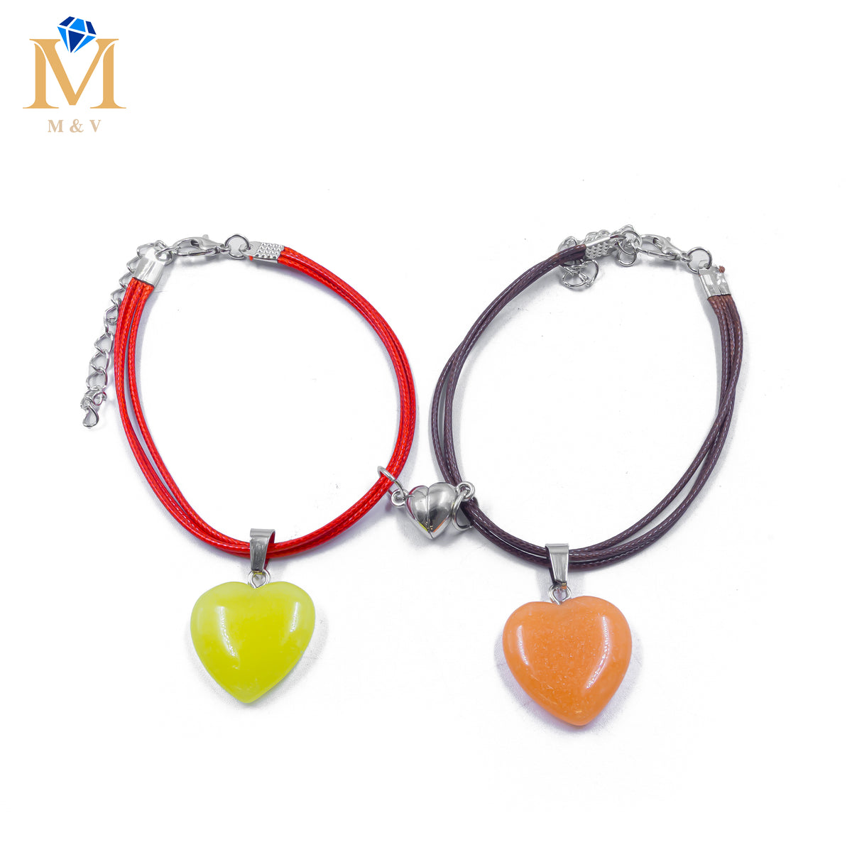 Pulseras de Corazón de Pareja M10 Oro Laminado