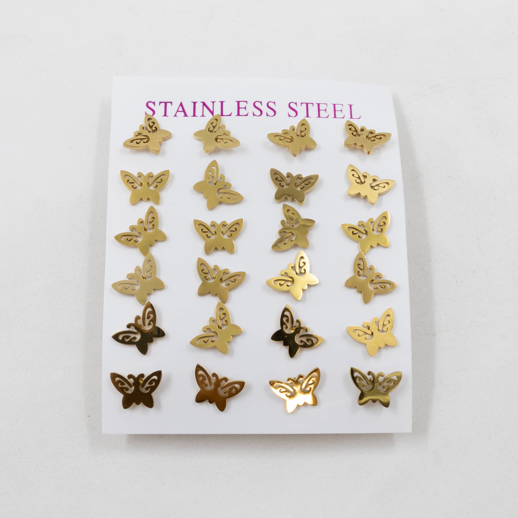 Paquete de 12 Pares de Aretes Dorados M6 Acero Inoxidable