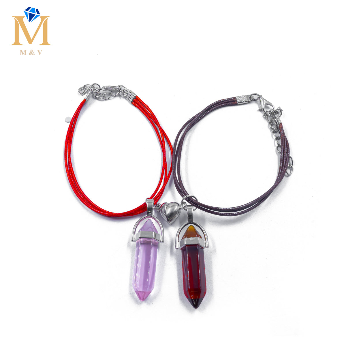 Pulseras con dijes de Piedras de Pareja M12 Oro Laminado