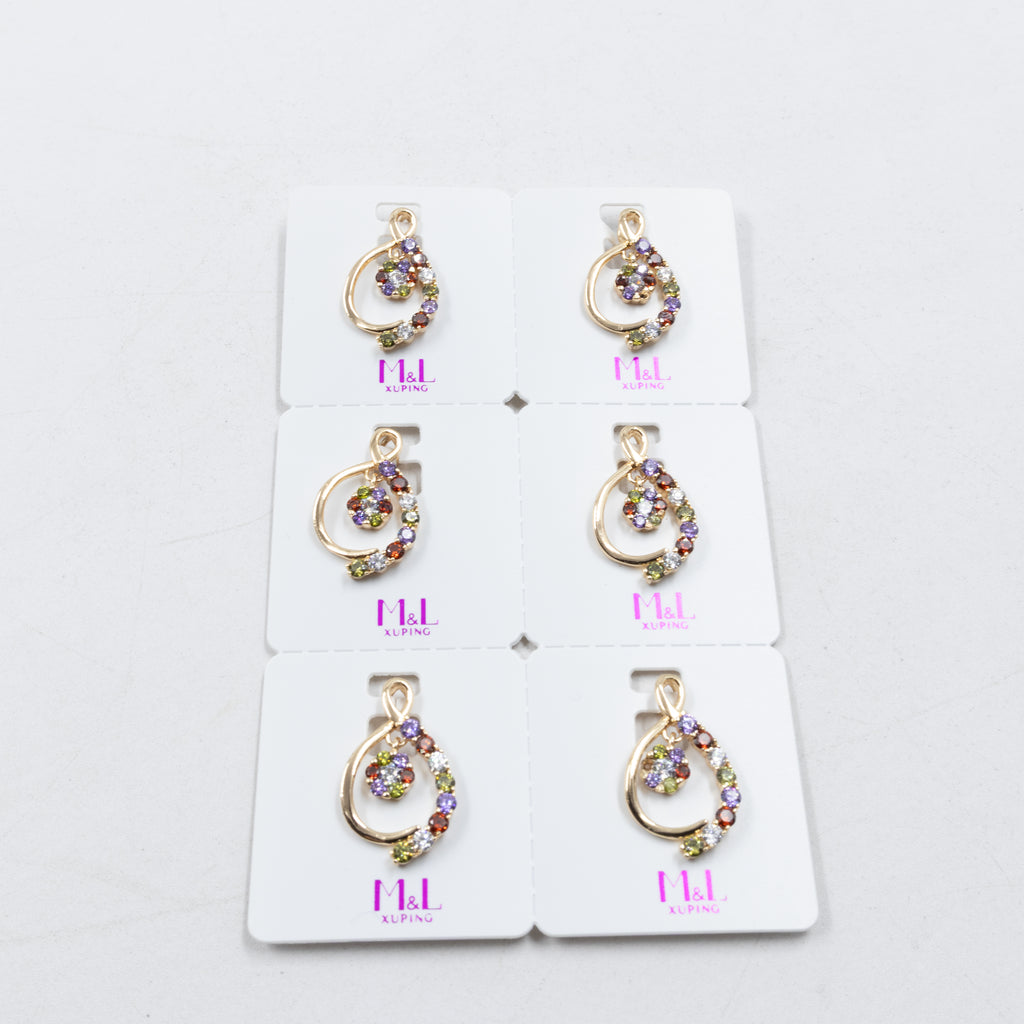 Paquete de 6 dijes con Piedras Oro Rosado  M2 Oro Laminado