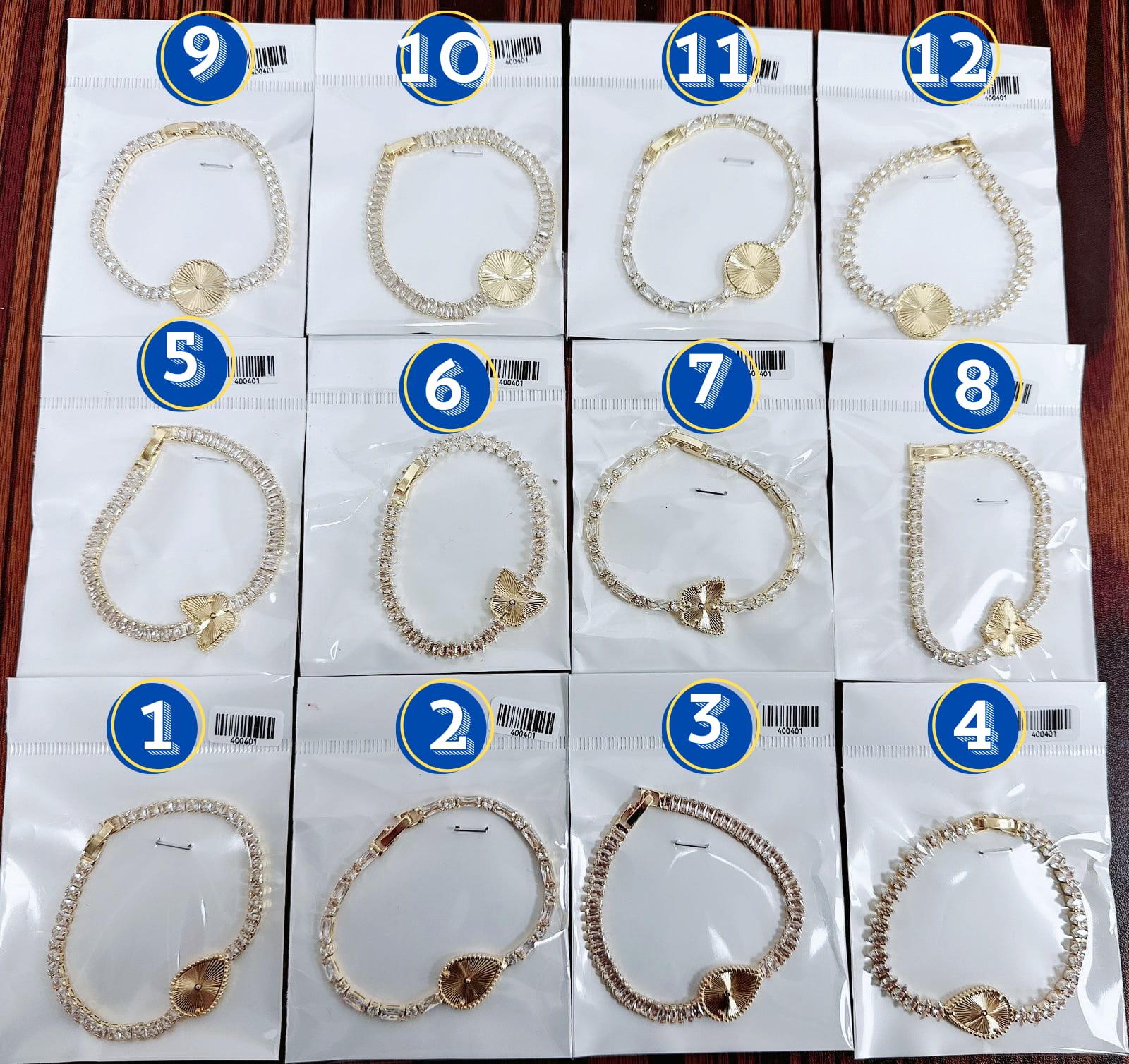 Pulsera Cristal M4 Oro Laminado