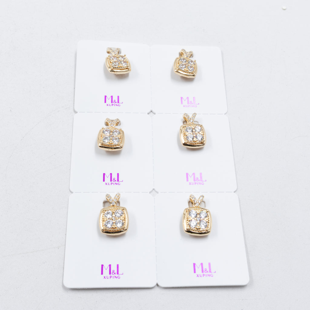 Paquete de 6 dijes con Piedras Oro Rosado  M3 Oro Laminado