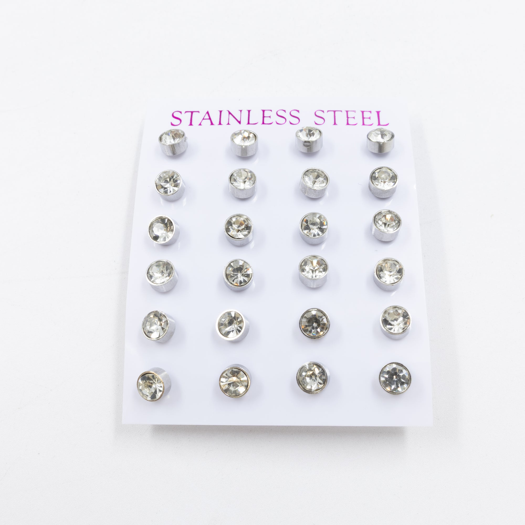 Paquete 12 pares de Aretes Plateados medida 2 mm M3 Acero Inoxidable 18/03/26
