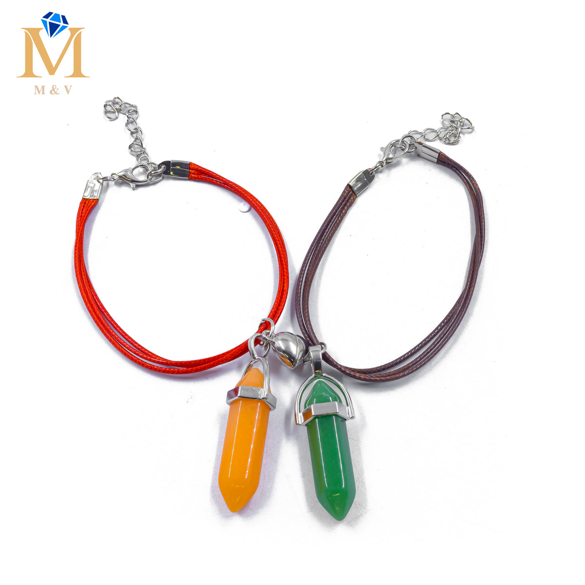 Pulseras con dijes de Piedras de Pareja M11 Oro Laminado