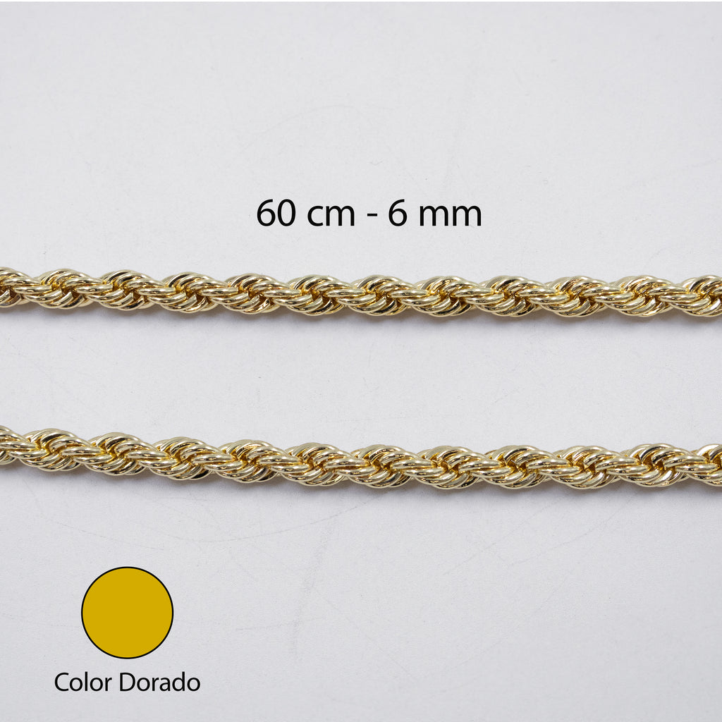 Cadenas Doradas Torsal de 60 cm M7 Oro Laminado