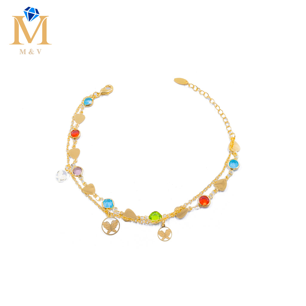 Tobillera Dorada con piedras M8 Oro Laminado