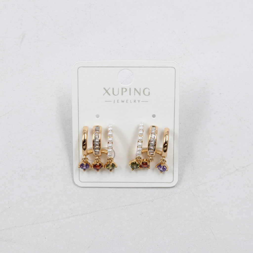 Aretes Dorados con Piedras Xuping M4 Oro Laminado