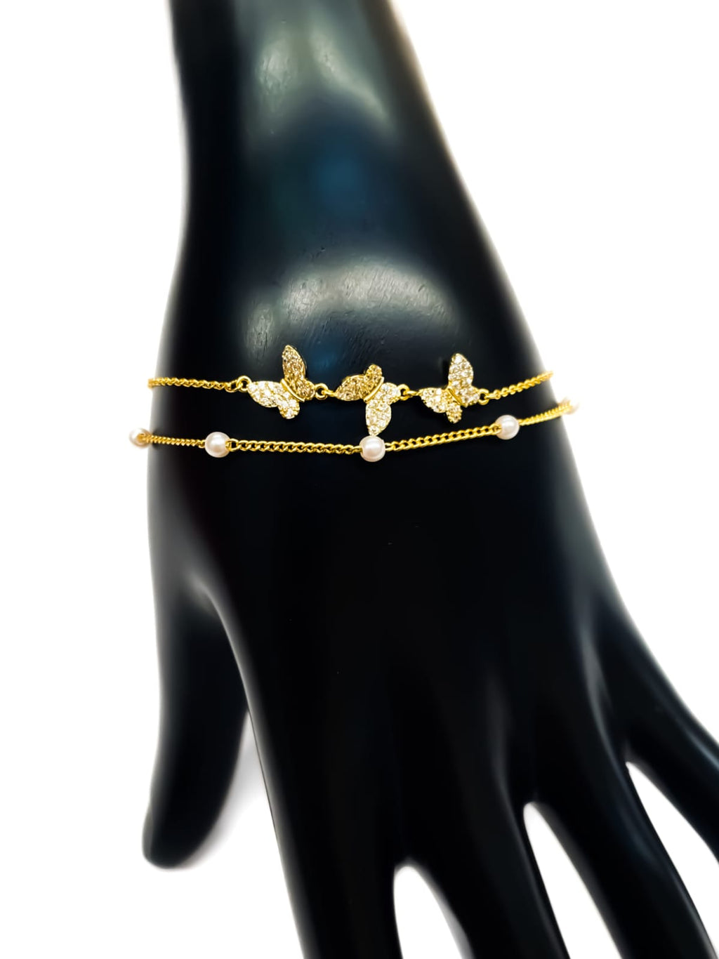 Pulsera de piedras con dije - M1 Oro Laminado