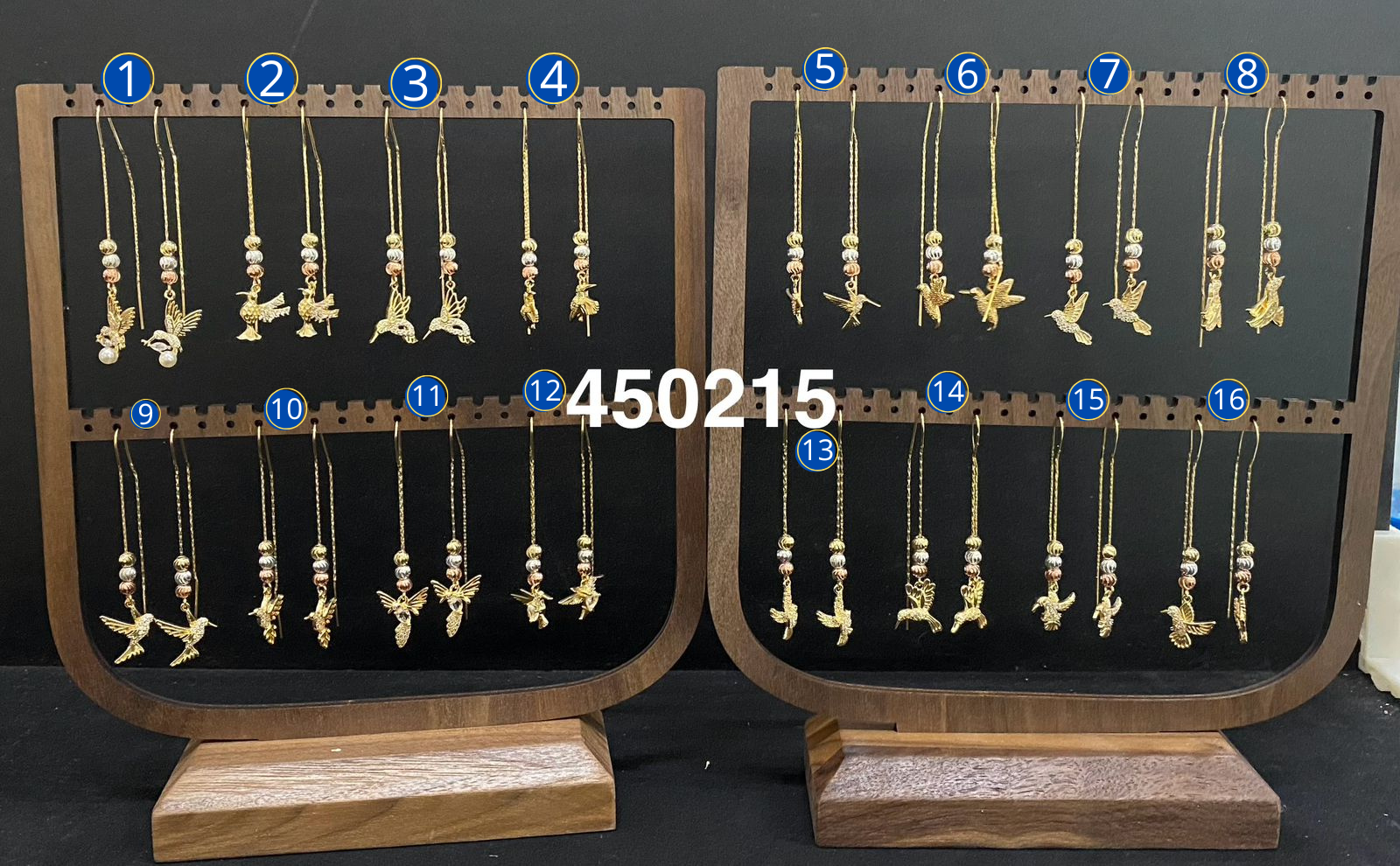 Aretes Largos con dije Dorados Oro Laminado