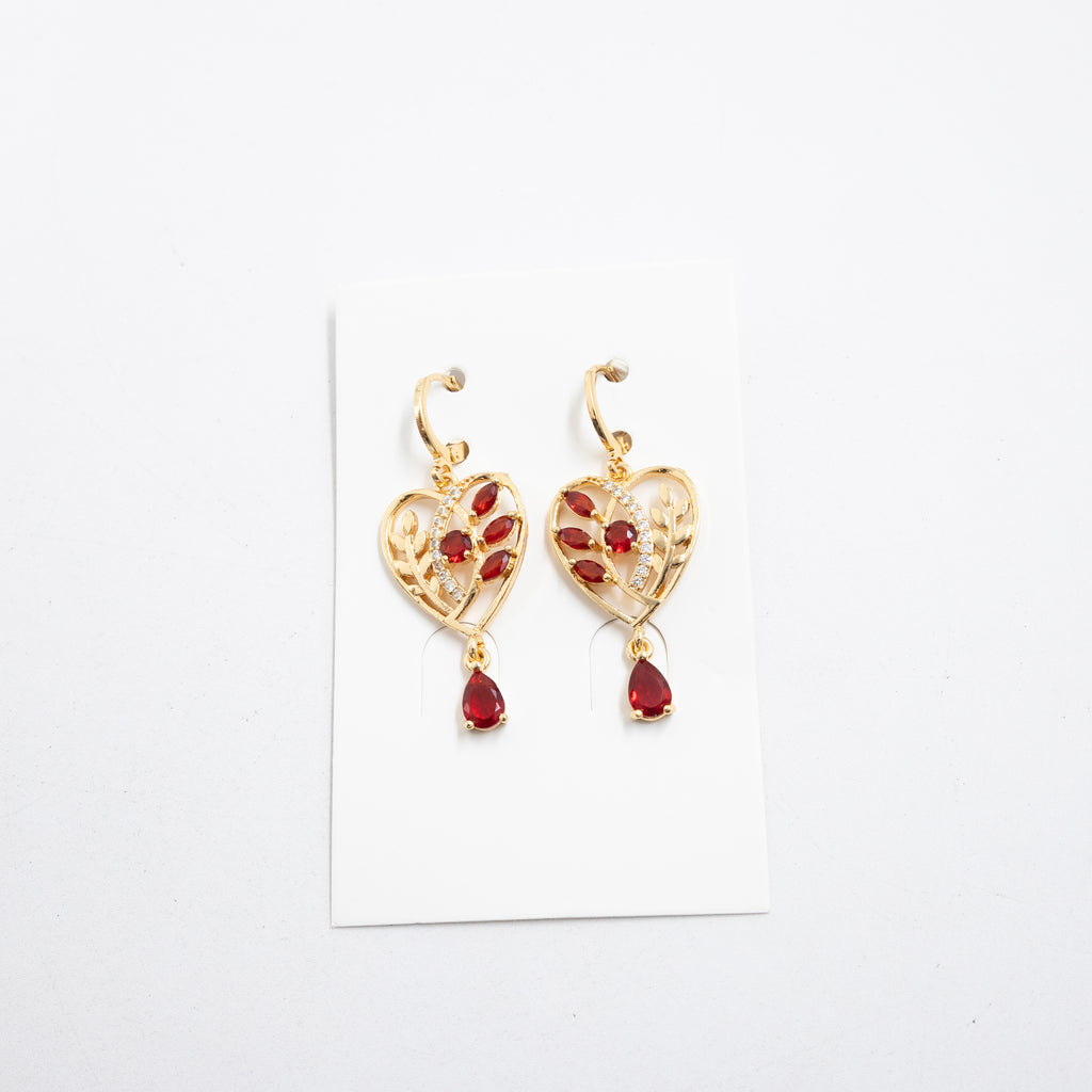 Aretes Largos Dorados con piedras M6 Oro Laminado