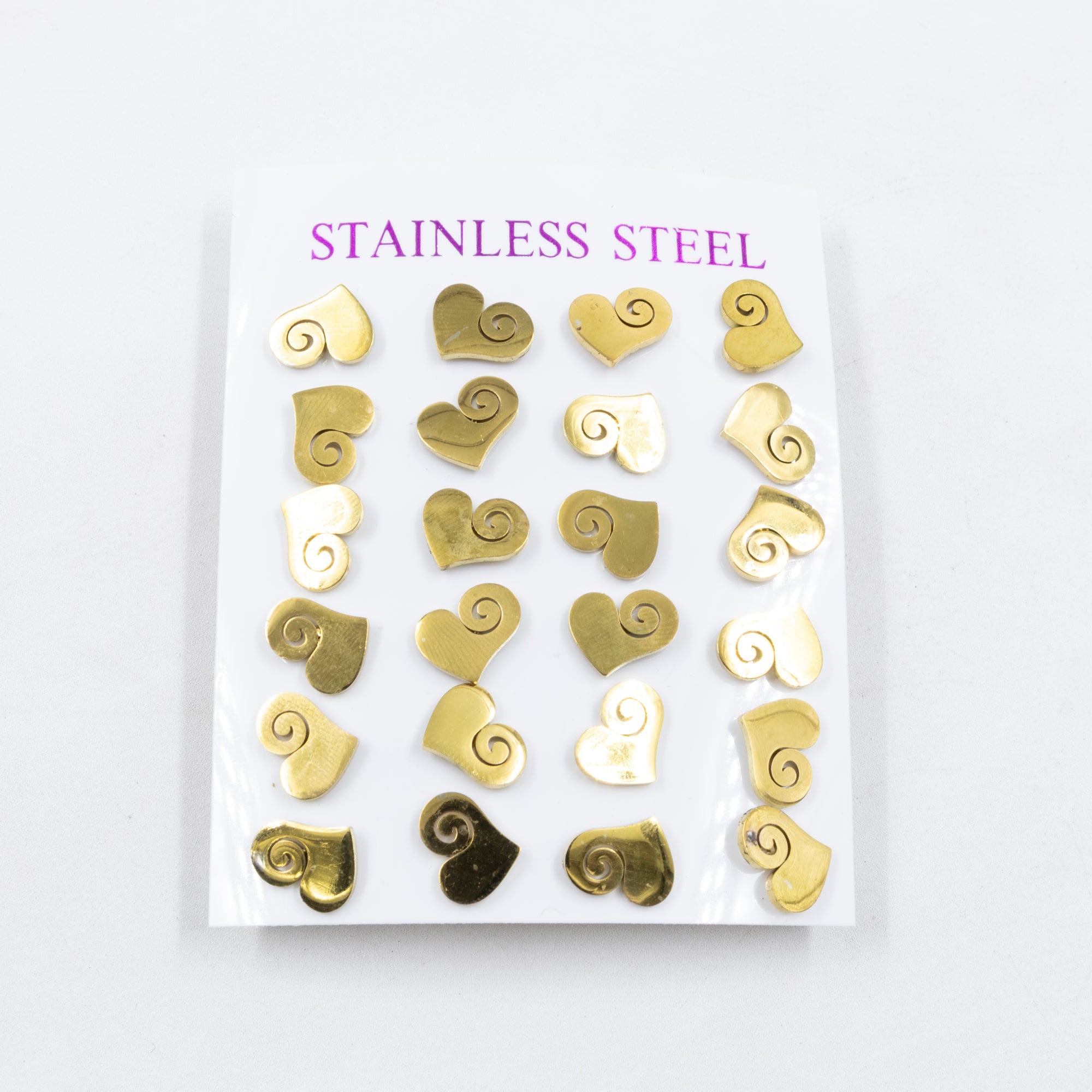 Paquete de 12 Pares de Aretes Dorados M9 Acero Inoxidable