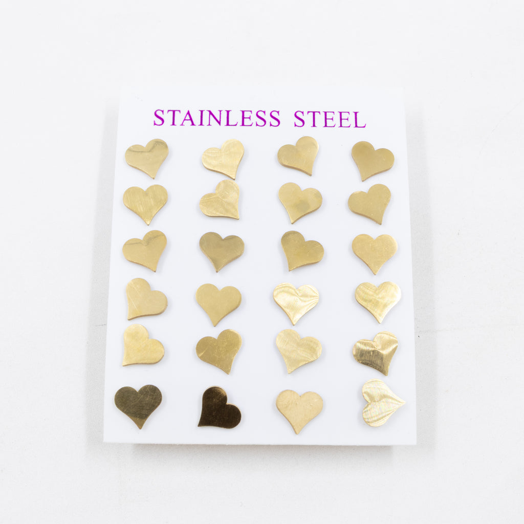 Paquete de 12 Pares de Aretes Dorados M8 Acero Inoxidable