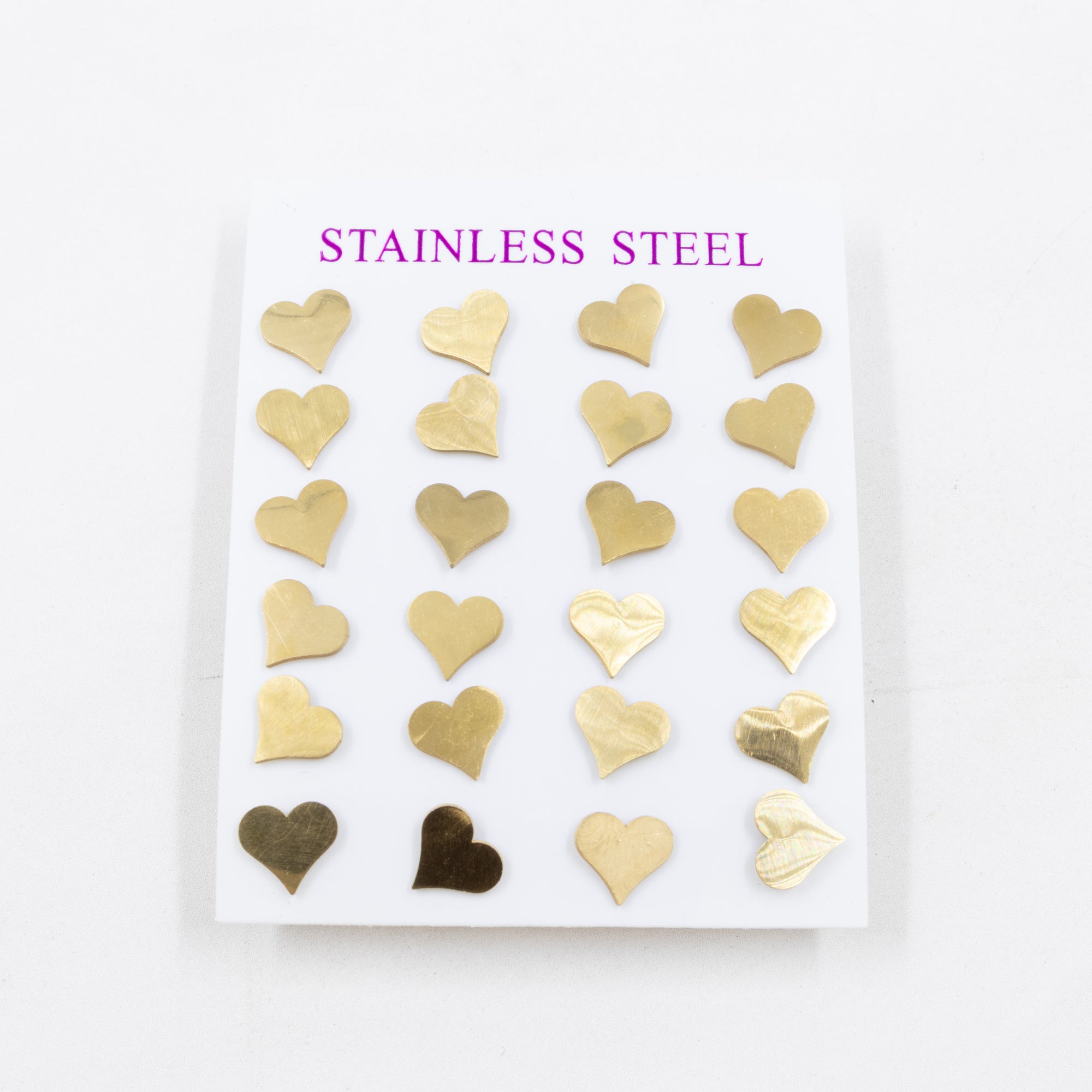 Paquete de 12 Pares de Aretes Dorados M8 Acero Inoxidable