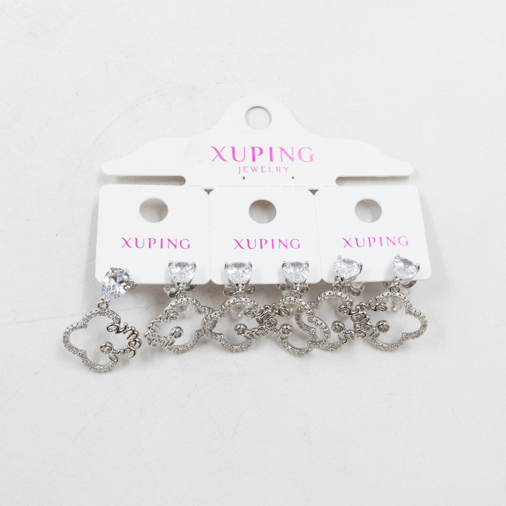 Paquete de tres pares de Aretes Plateados Xuping con piedras M2 Oro Laminado