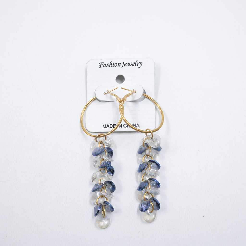 Aretes Largos de Piedras M1 Oro Laminado