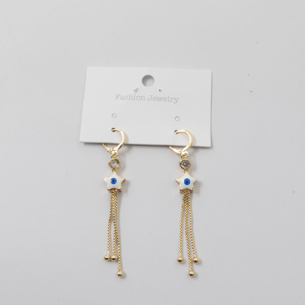Aretes Dorados Largos de Ojo Turco M2 Oro Laminado