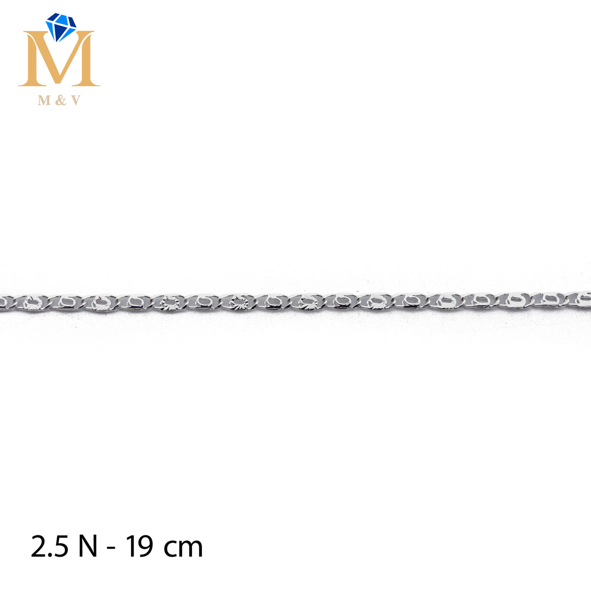 Pulseras Plateadas de 19 cm M2 Oro Laminado