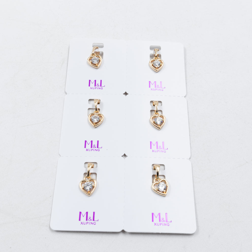 Paquete de 6 dijes con Piedras Oro Rosado  M1 Oro Laminado