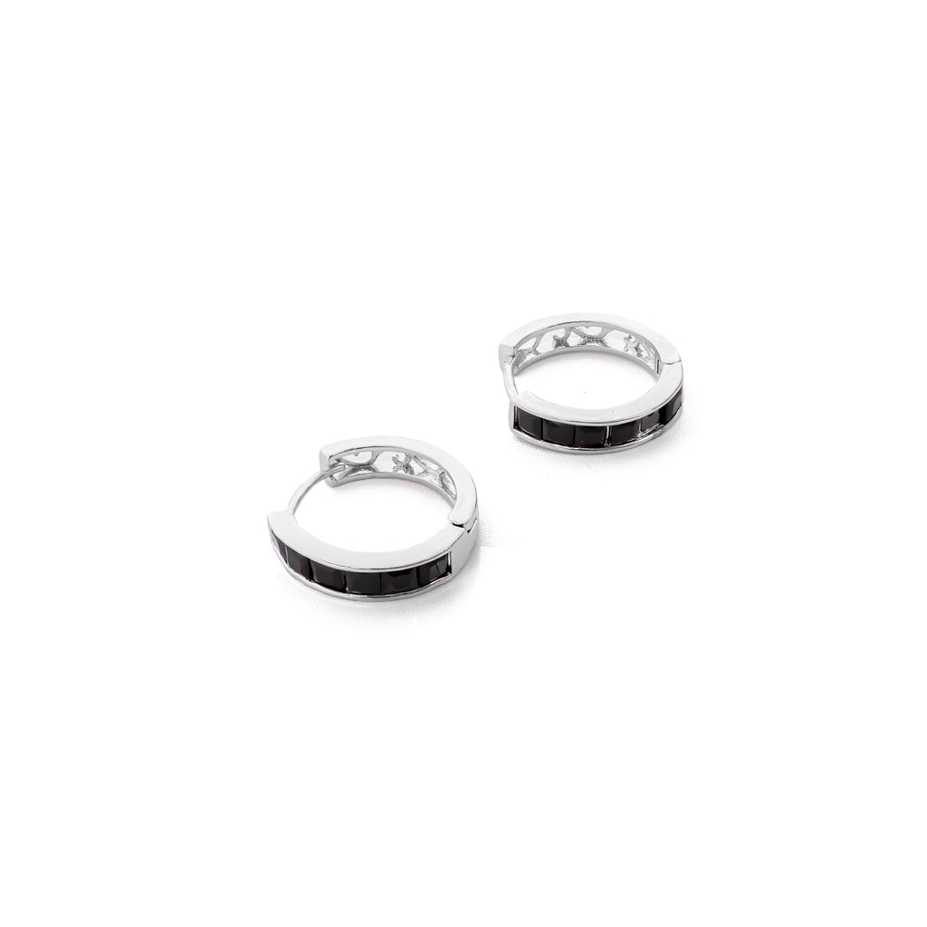 Aretes Plateados Huggies con Piedras Diferentes Colores M10 Oro Laminado