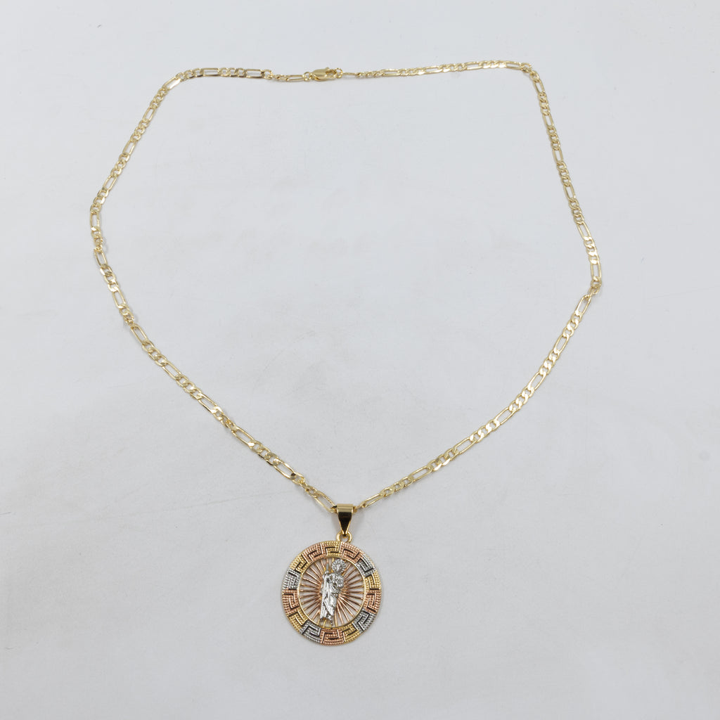 Collar con Dije Religioso Dorado M2 Oro Laminado