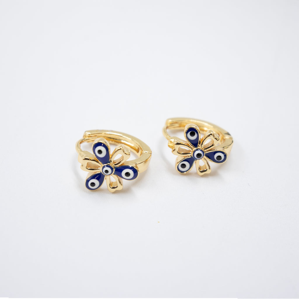 Arete Dorado de Ojo Turco con Piedras M5 Oro Laminado
