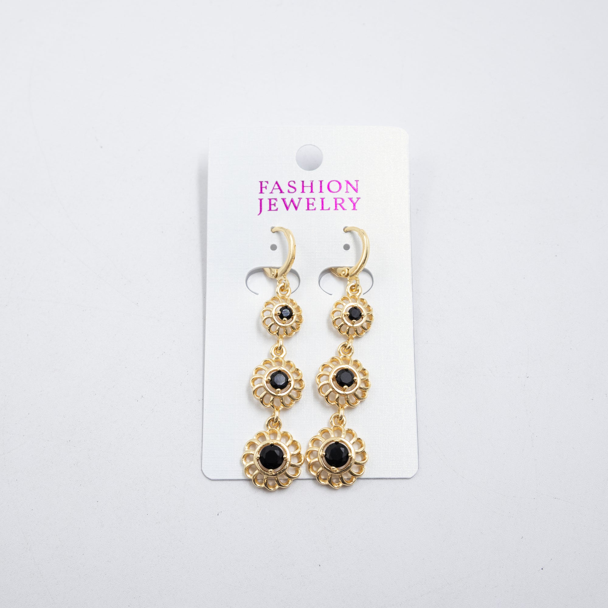 Aretes Largos Dorados con piedras M7 Oro Laminado