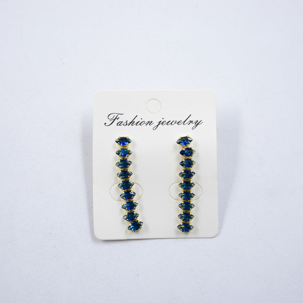 Aretes Largos Dorados con piedras M2 Oro Laminado