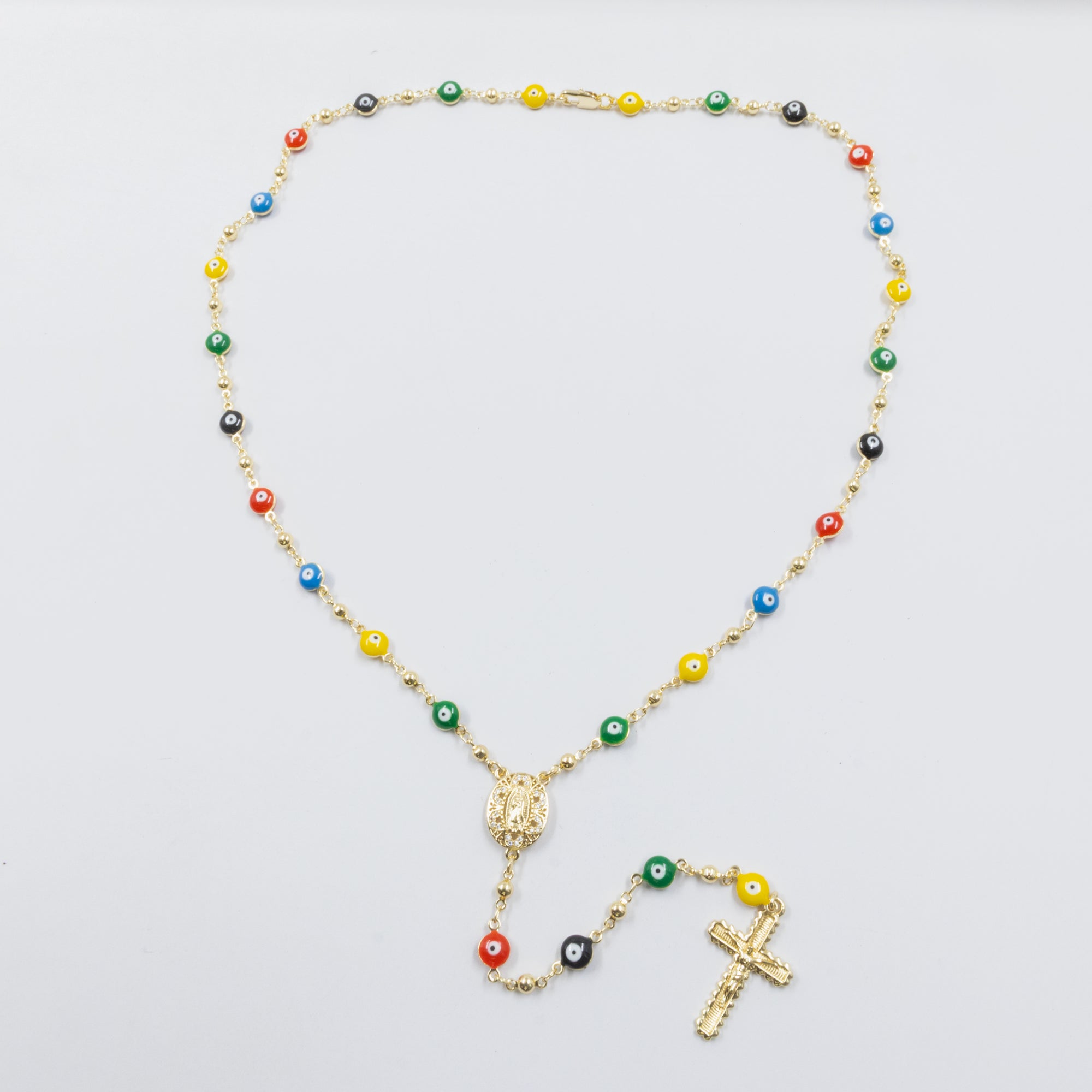 Rosario Dorado de Ojo Turco M2 Oro Laminado