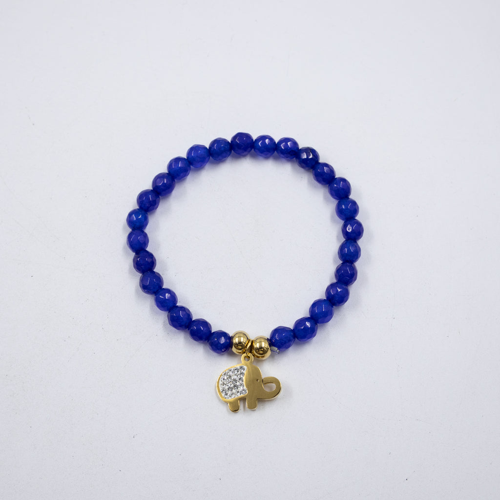 Pulseras De cuentas azules con Dije M1 Oro Laminado