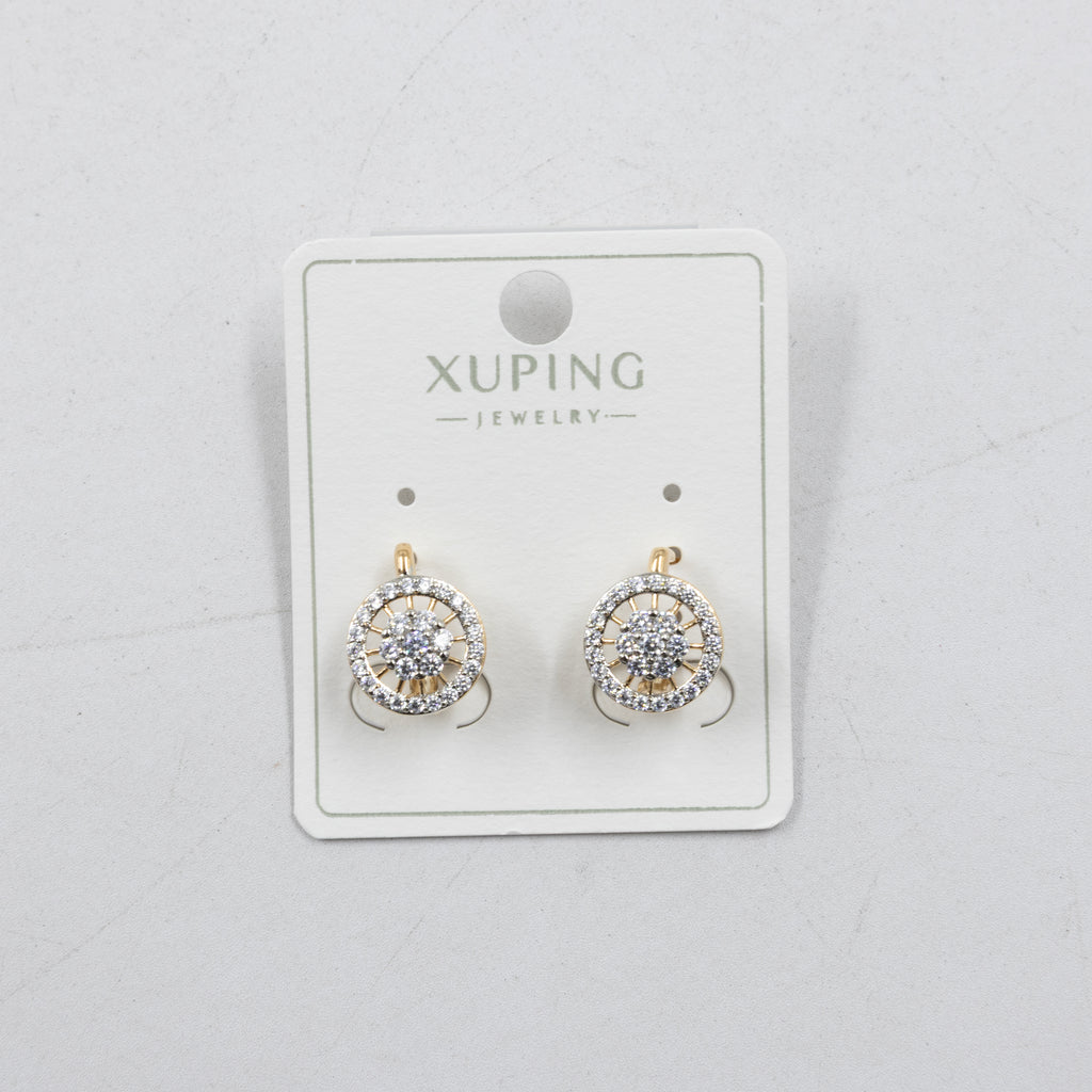 Aretes Dorados con Piedras Xuping M6 Oro Laminado