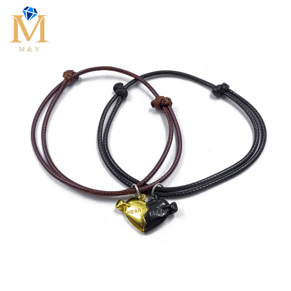 Pulseras de Corazón de Pareja con imán M4 Oro Laminado