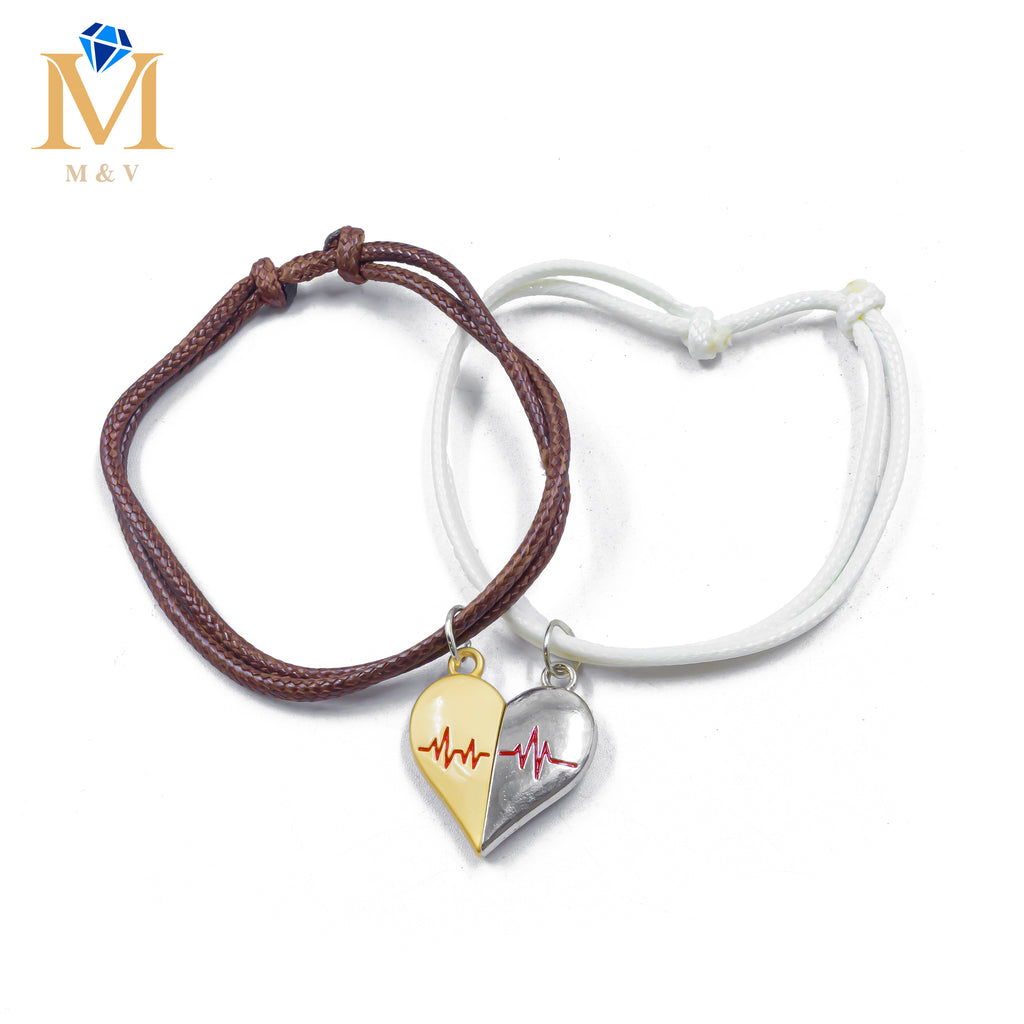 Pulseras de Corazón de Pareja M1 Oro Laminado