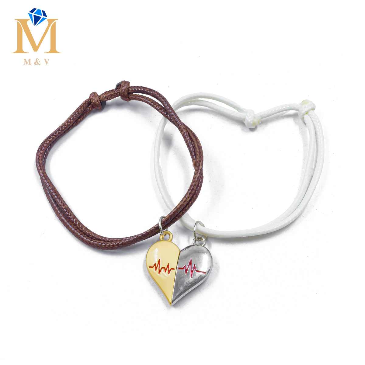 Pulseras de Corazón de Pareja M1 Oro Laminado