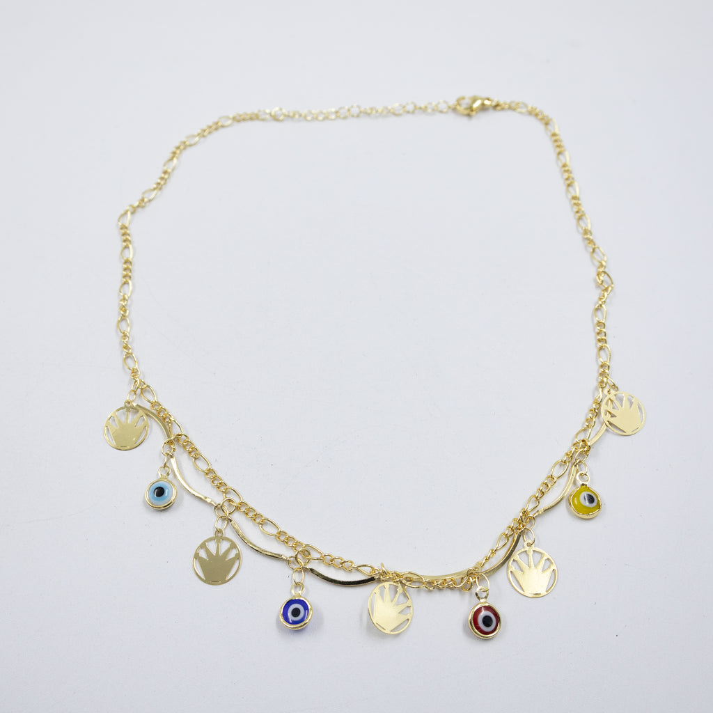 Collar Dorado con Dije de Ojo Turco M1 Oro Laminado