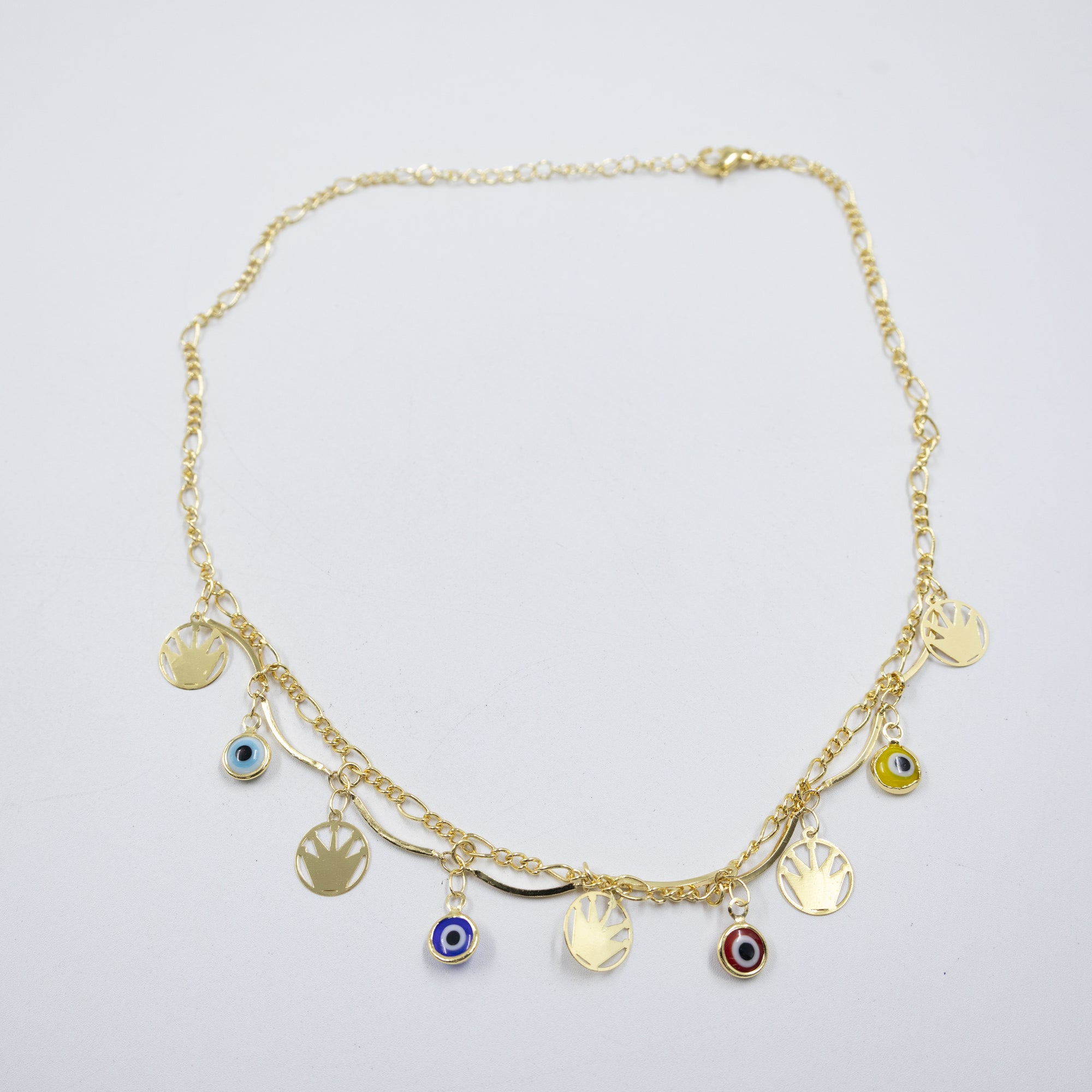 Collar Dorado con Dije de Ojo Turco M1 Oro Laminado