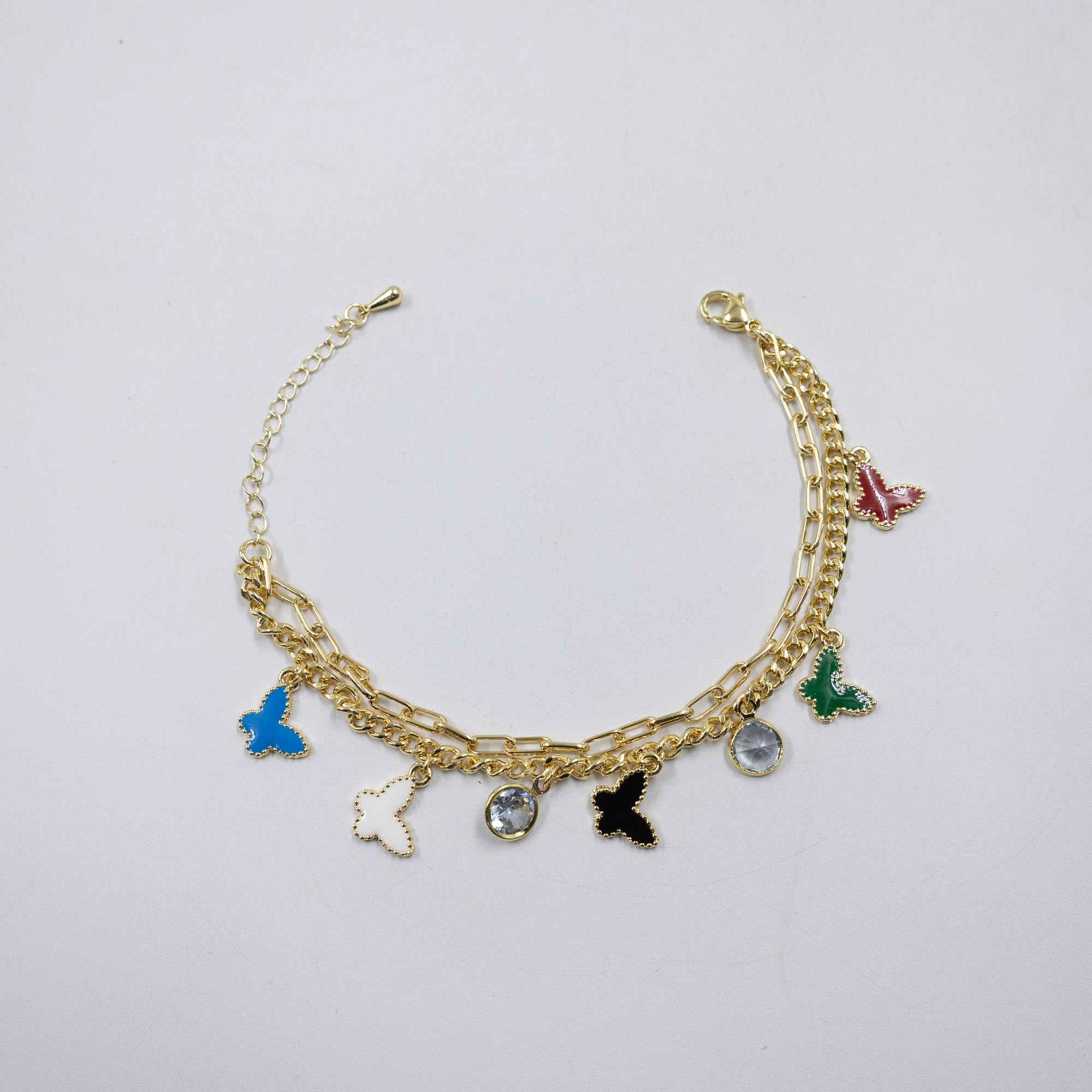 Pulseras Doradas de Mariposa y Trébol M1 Oro Laminado