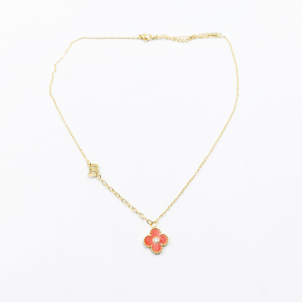 Collar de Dije de Trebol y letra A, B, C M1 Oro Lamnado