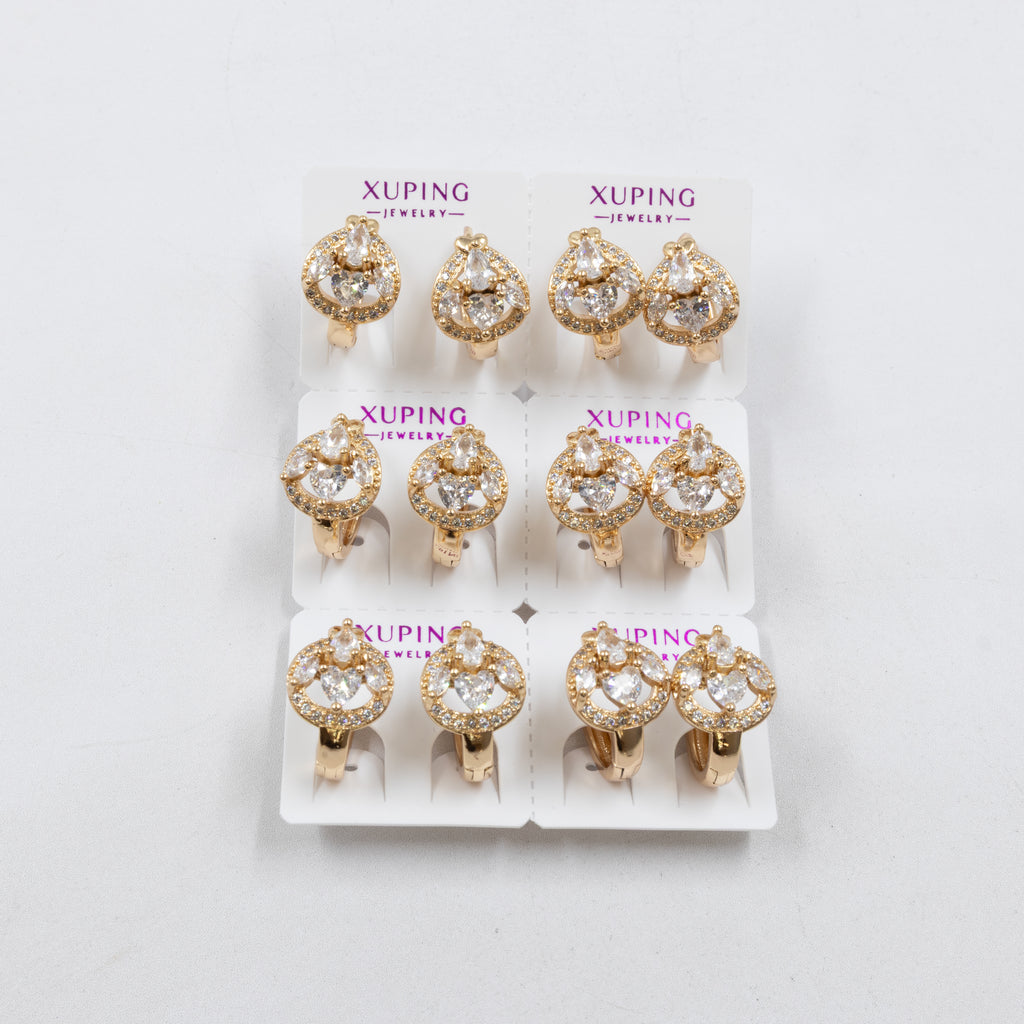 Paquete de 6 pares de Aretes Xuping Dorado M13 Oro Laminado