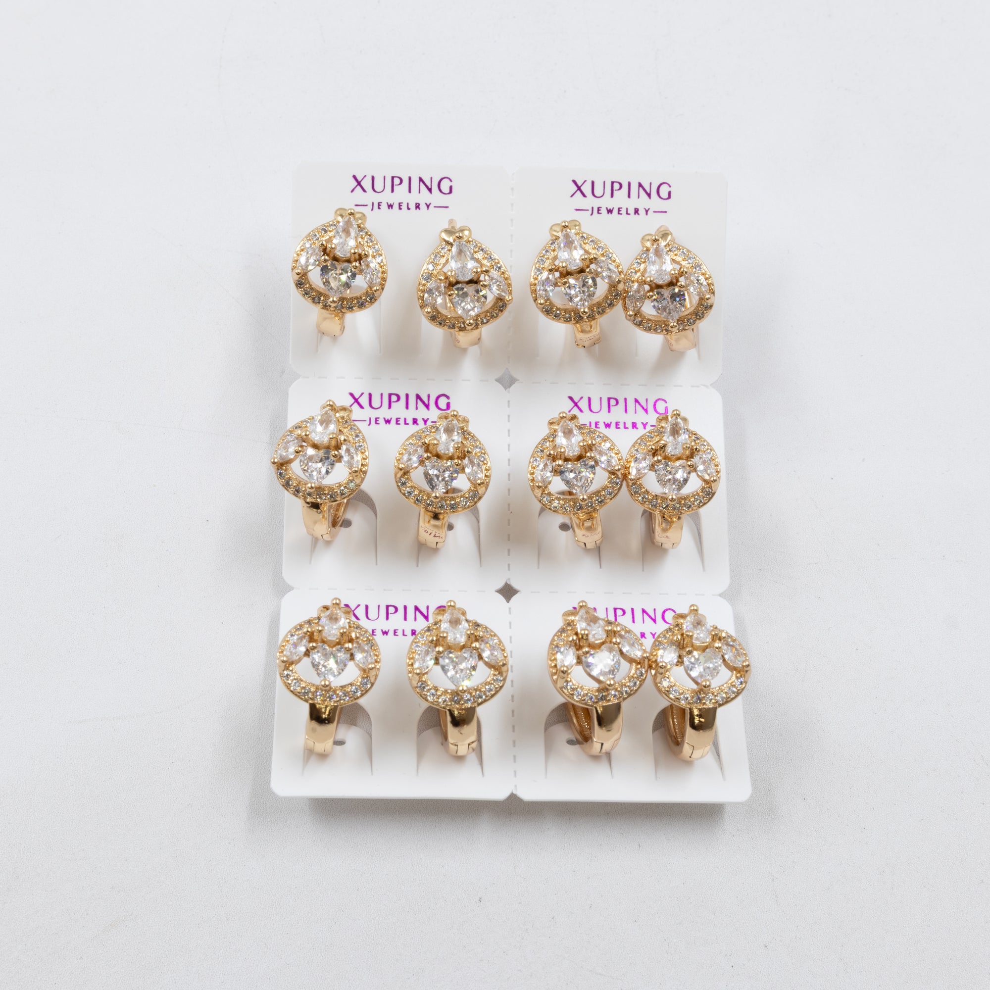 Paquete de 6 pares de Aretes Xuping Dorado M13 Oro Laminado