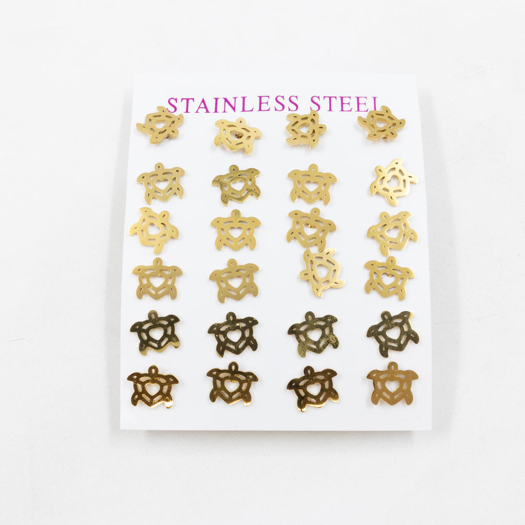Paquete de 12 Pares de Aretes Dorados M7 Acero Inoxidable
