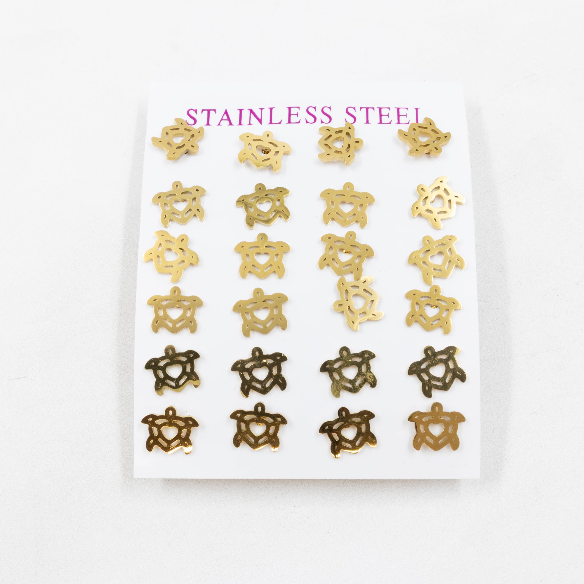 Paquete de 12 Pares de Aretes Dorados M7 Acero Inoxidable