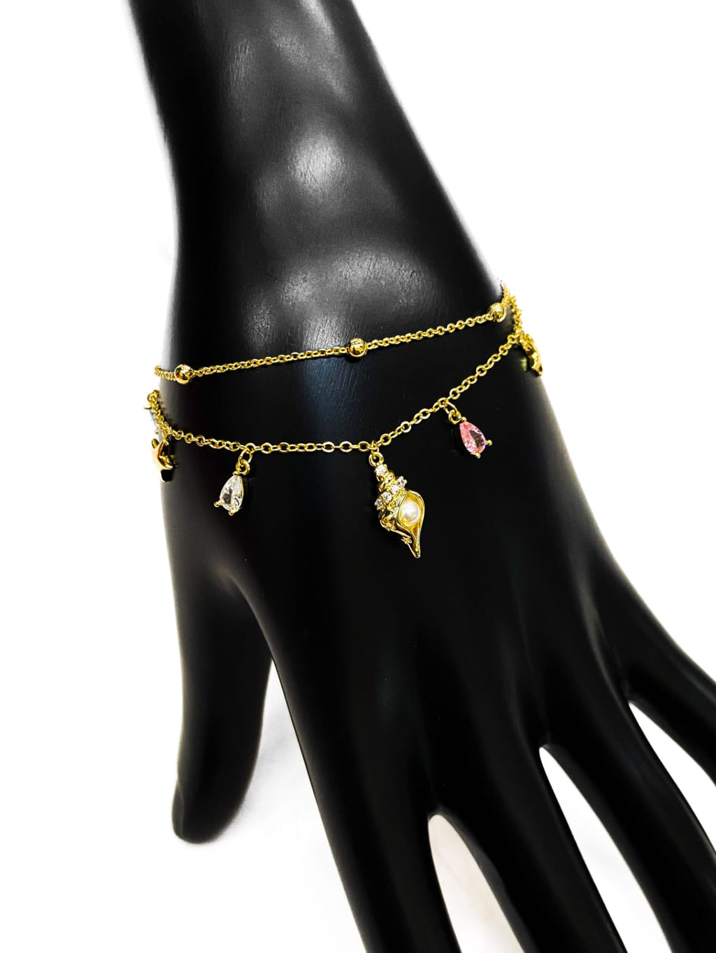Pulsera de piedras con dije - M2 Oro Laminado