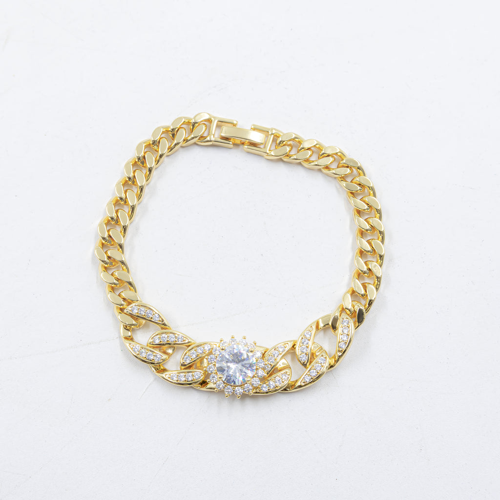 Cadenas de Pulseras Doradas con Piedras M2 Oro Laminado
