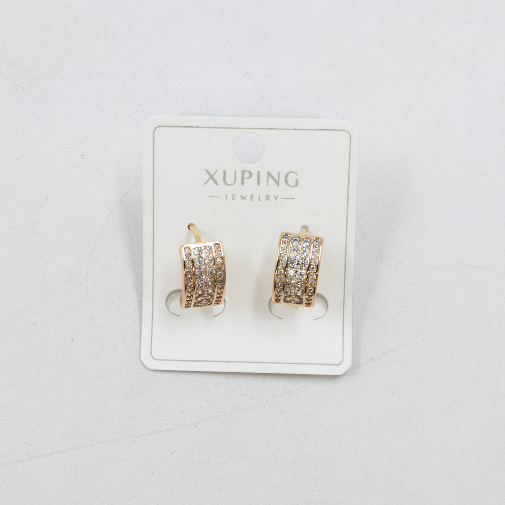 Aretes Dorados con Piedras Xuping M1 Oro Laminado