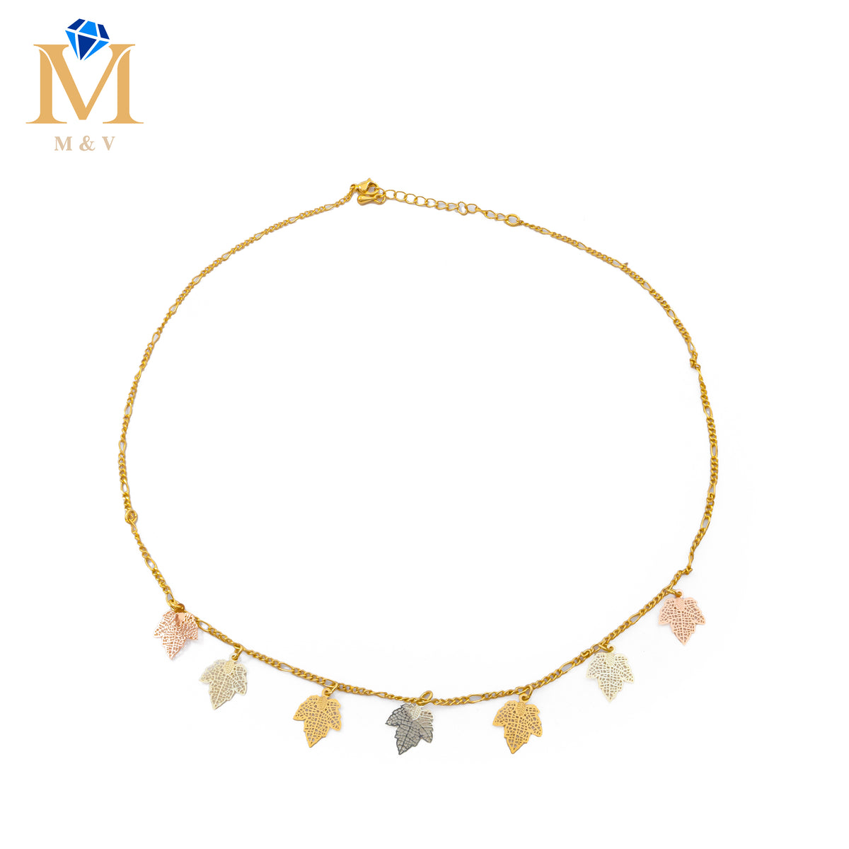Collares Dorados con dijes de tres colores M1 Oro Laminado