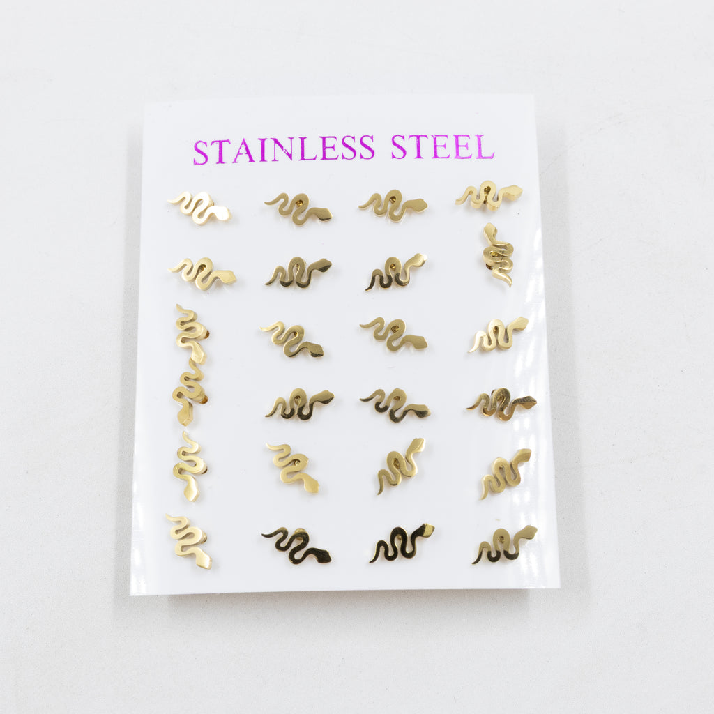 Paquete de 12 Pares de Aretes Dorados M5 Acero Inoxidable