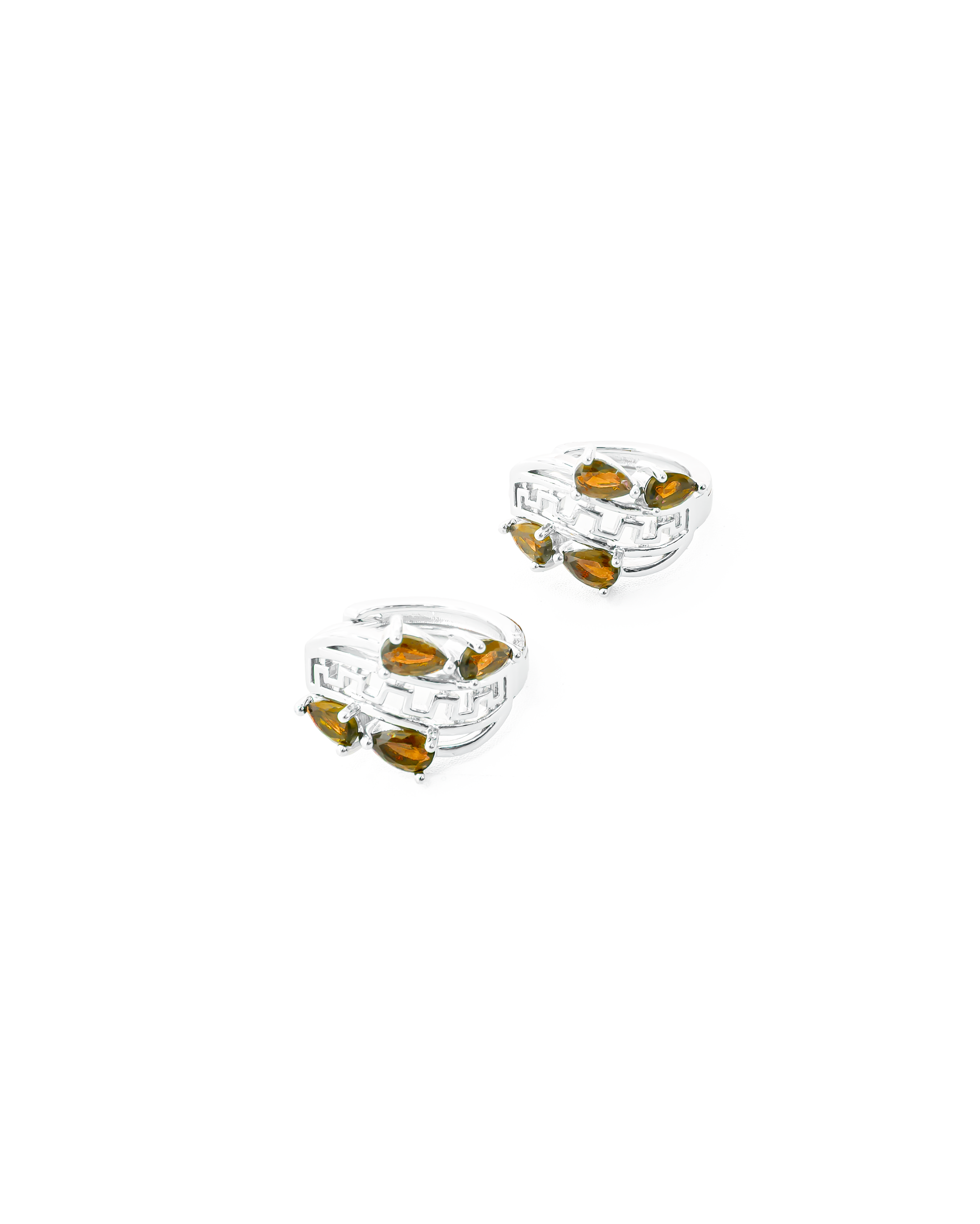 Aretes Plateados Huggies con Piedras Diferentes Colores M13 Oro Laminado